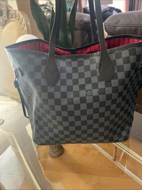 Designer- style  Black Checkered Tote Bag